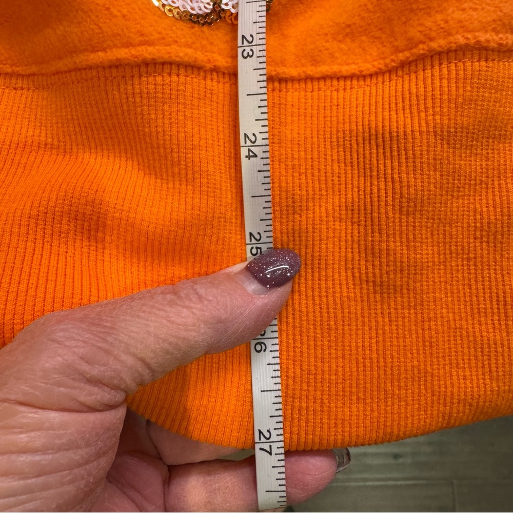 Peach Love Oversized Orange Sweatshirt with white sequin Ghosts size S EUC - Picture 3 of 8